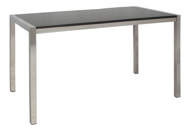 MESA RIO INOX 140X75 CM - Tampo MDF Preto